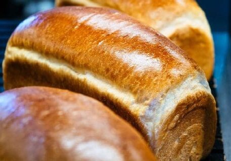 A close up of some bread rolls